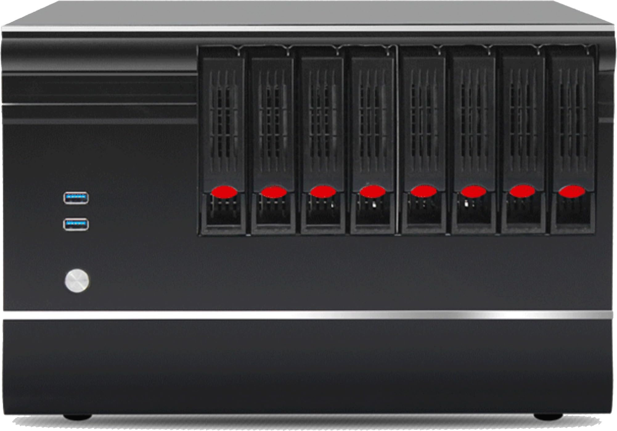 KCMconmey 8 + 1 Bay DIY NAS Case, 8 x 2.5/3.5? Tray + 1 x 2.5? Internal Bay. MB MATX/ITX. Flex PSU. Front USB 3.0 8cm Chassis Fan Hot Swap Backplane. Network Attached Storage Private Cloud Enclosure