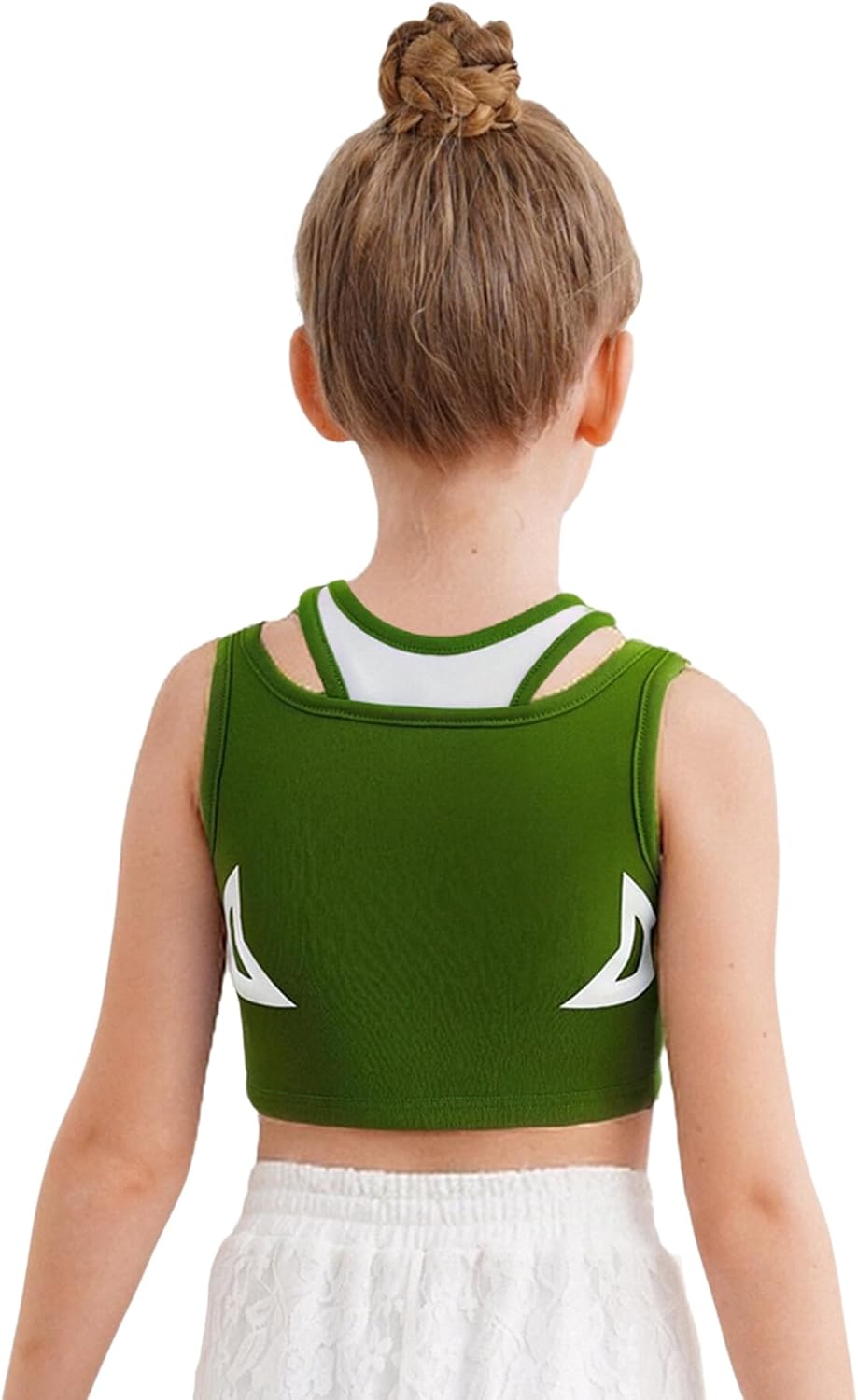 Girls Double Strap Sports Bra Sleeveless Crop Top for Kids Summer Athletic Wear