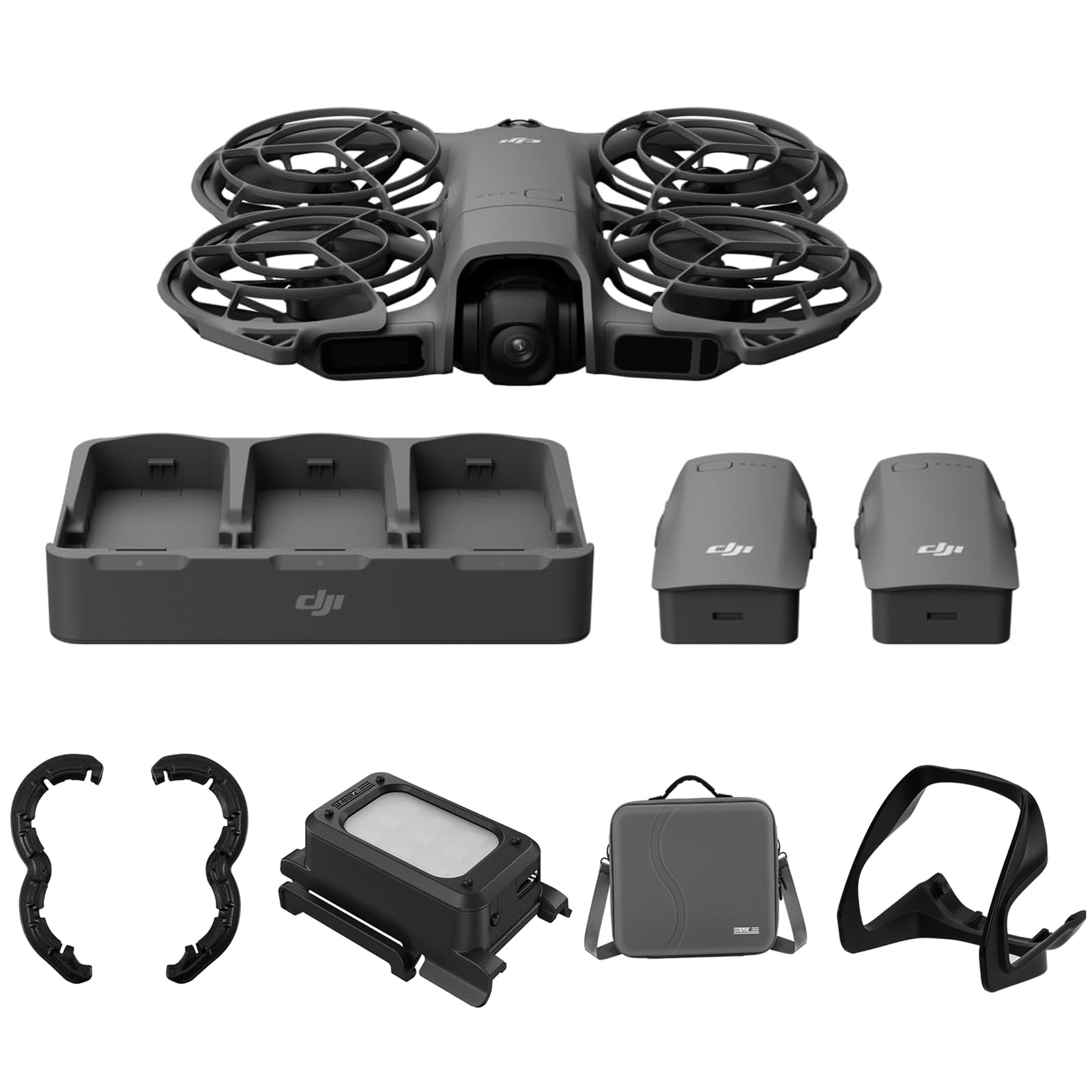 Bundle DJI Neo 2 Fly More Combo (solo dron), dron con cámara 4K, despegue y aterrizaje en la palma, control gestual, detección de obstáculos omnidireccional, ActiveTrack, 3 baterÃas
