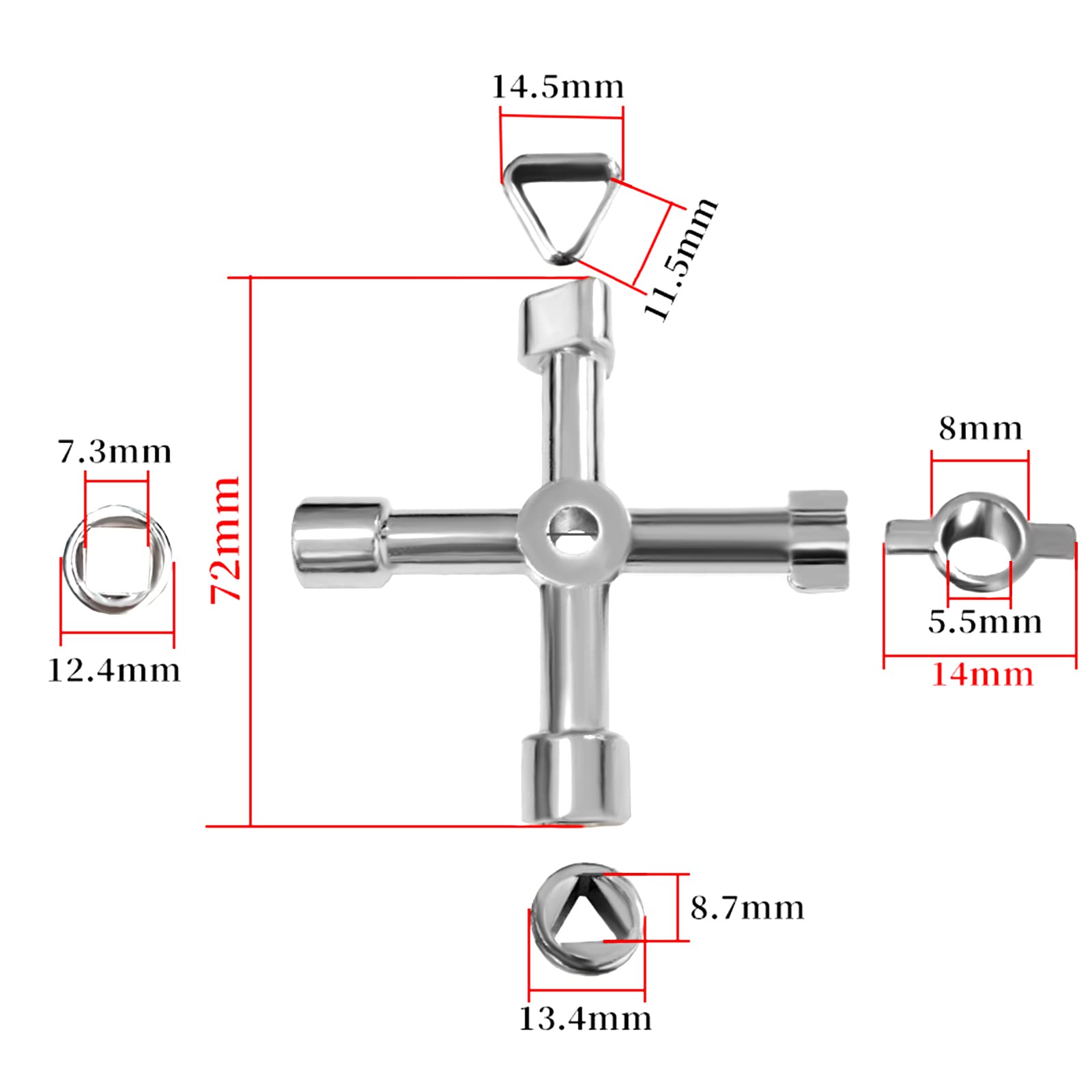 Chiave Multifunzione 4 In 1 - Per Armadi, Finestre E Sistemi Di Chiusura, Con Catena E Bit Reversibile - Foto 5
