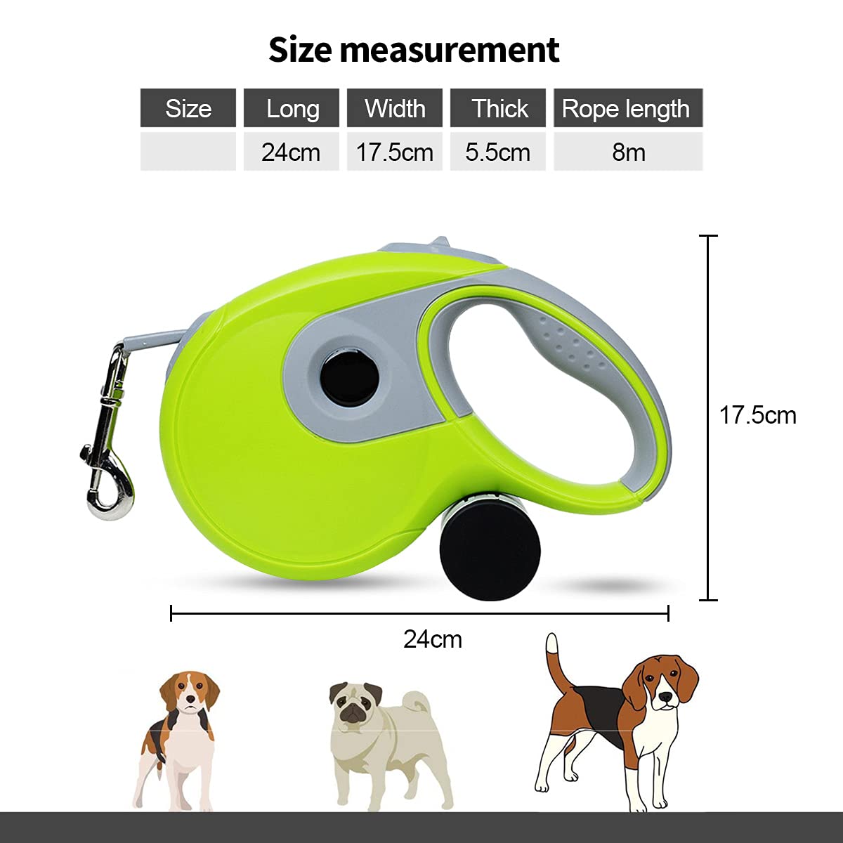 PETCUTE Laisse de Chien rétractable en Laisse pour Petits, Moyens et Grands Chiens dressant, Marchant, Faisant du Jogging,de Promenade extensive de 8 m