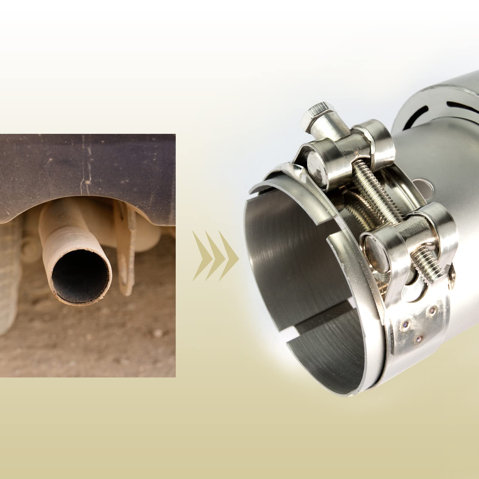 Silenciador de Escape de Acero Inoxidable con Boquilla de Escape de 63 mm, Silenciador final Automático con Agujero, Entrada 2,5 "Salida 3,5"