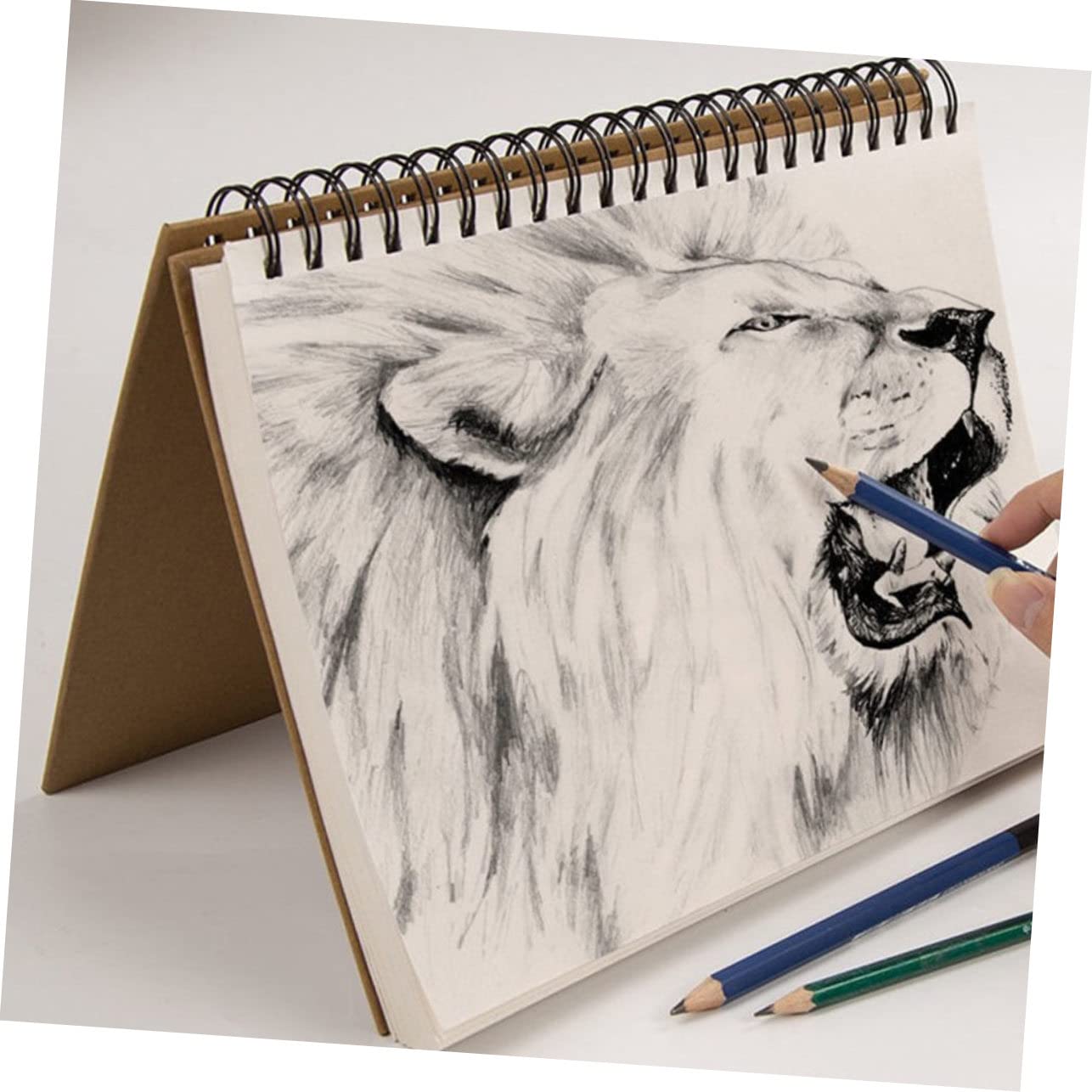 Ciieeo Skizzenbuch für Schüler und Amateure 60 Blatt Spiral Gebundenes Zeichenbuch mit Festem Einband Kraftpapier für Tinte Marker Kunst Malerei Zuhause und Unterwegs