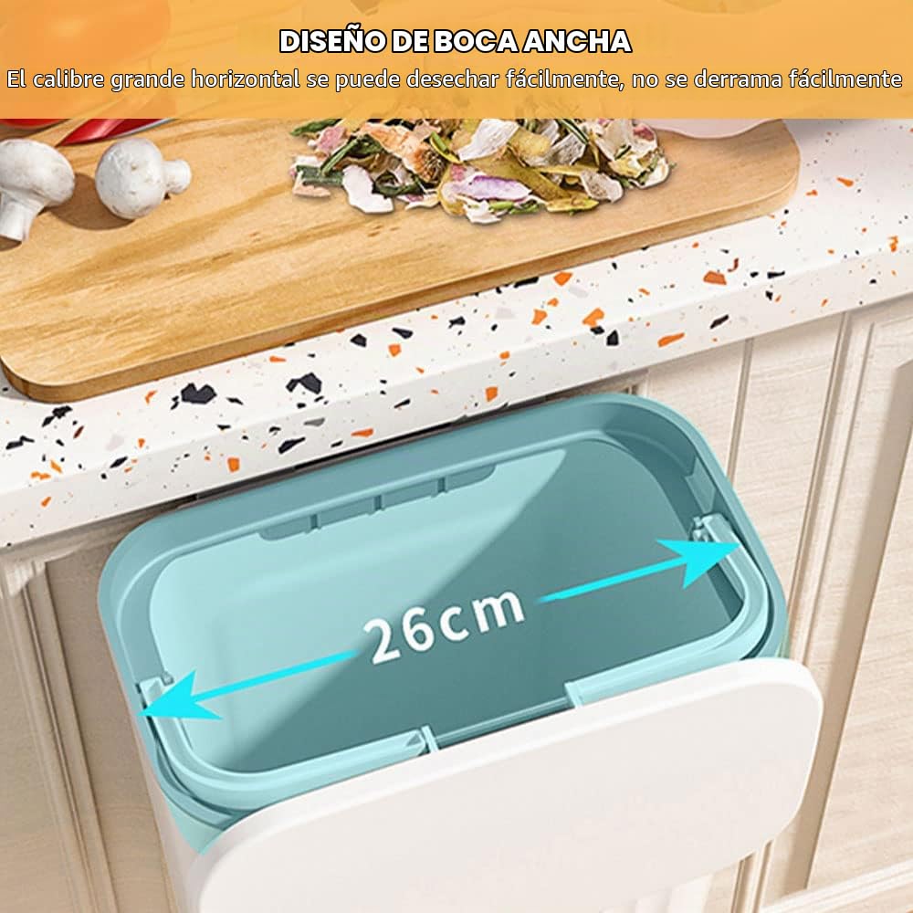 Cubo Basura Extraible bajo Fregadero, Cubo de Basura, Cubo de Basura para la Cocina con Tapa, Cubo de Basura Colgante para el hogar, 9.5 litros, Blanco