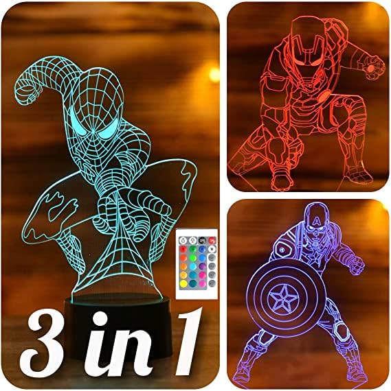 Serkyhome3D Night Lights for Kids 7 Colors 3D LED Illusion Lamp with Remote Control-Bedroom Table Lamp