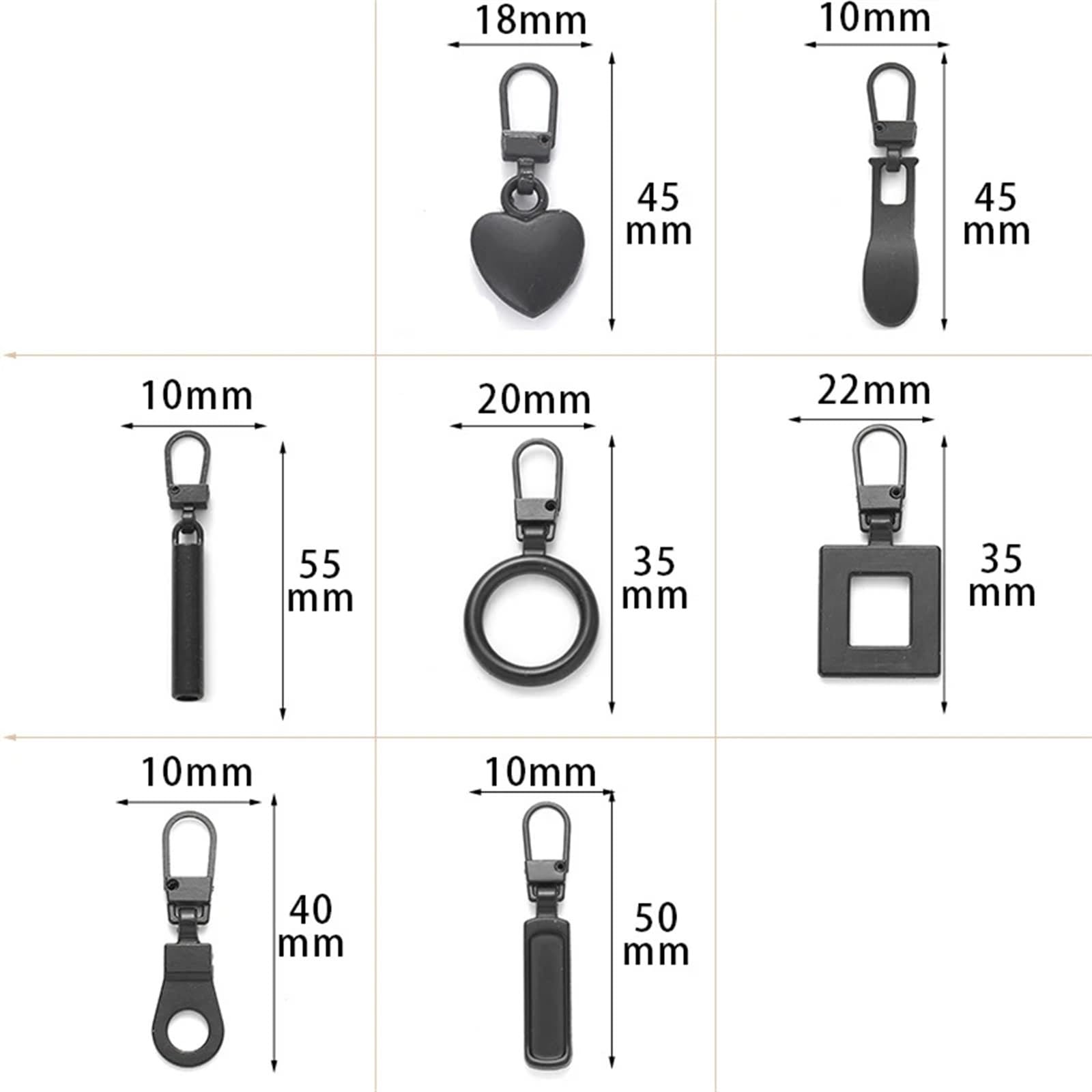 Reemplazo del tirador de cremallera, Tirador de cremallera 5 piezas de cremalleras de costura kits de reparación de deslizadores de cremallera de metal desmontables for bolsos mochila abrigo lengüeta