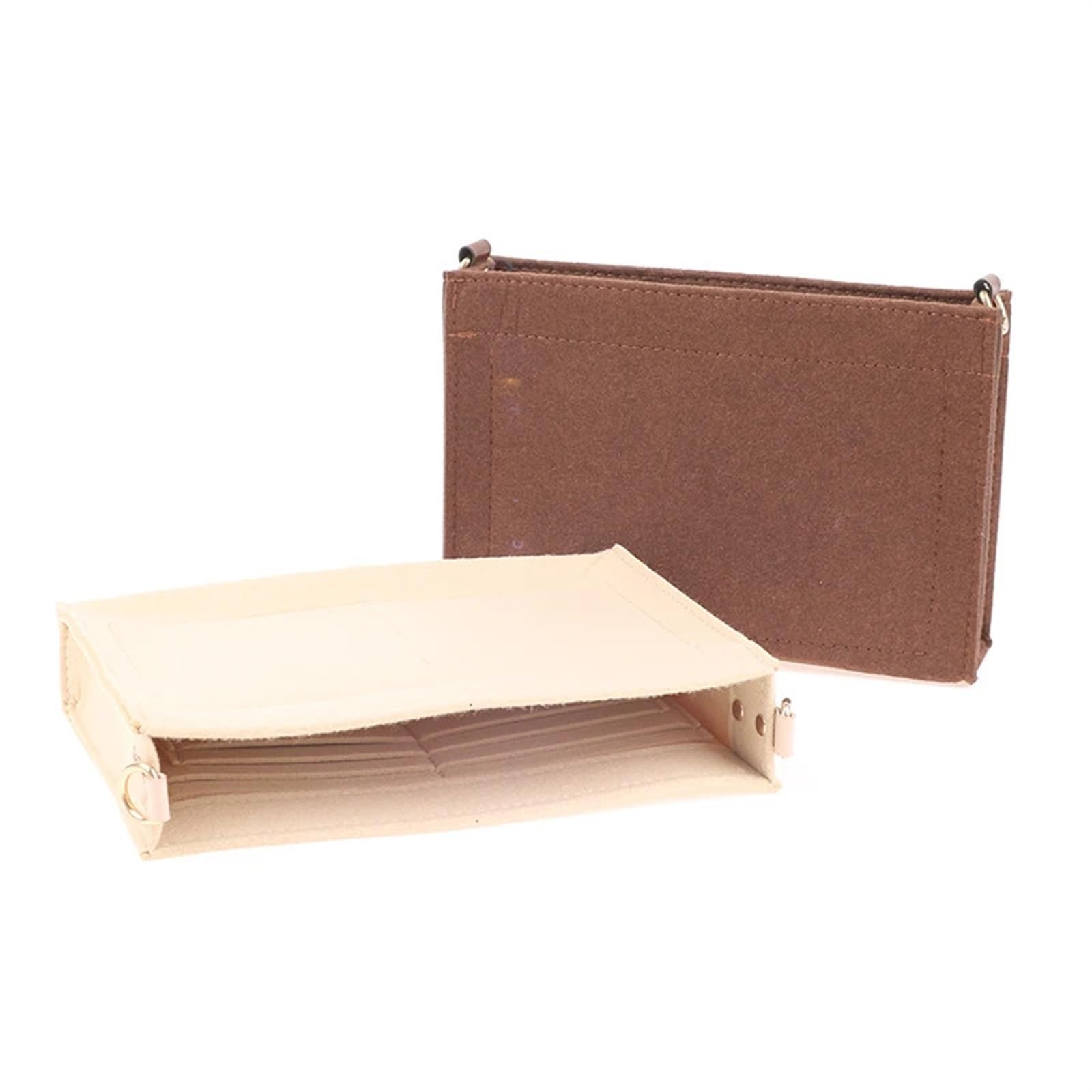 3 Stück Filztaschen-Organizer-Einsatz, Filztaschen-Geldbörsen-Einsatz-Organizer mit Kette, Make-up-Taschen-Einsatz FüR Damen(Khaki)