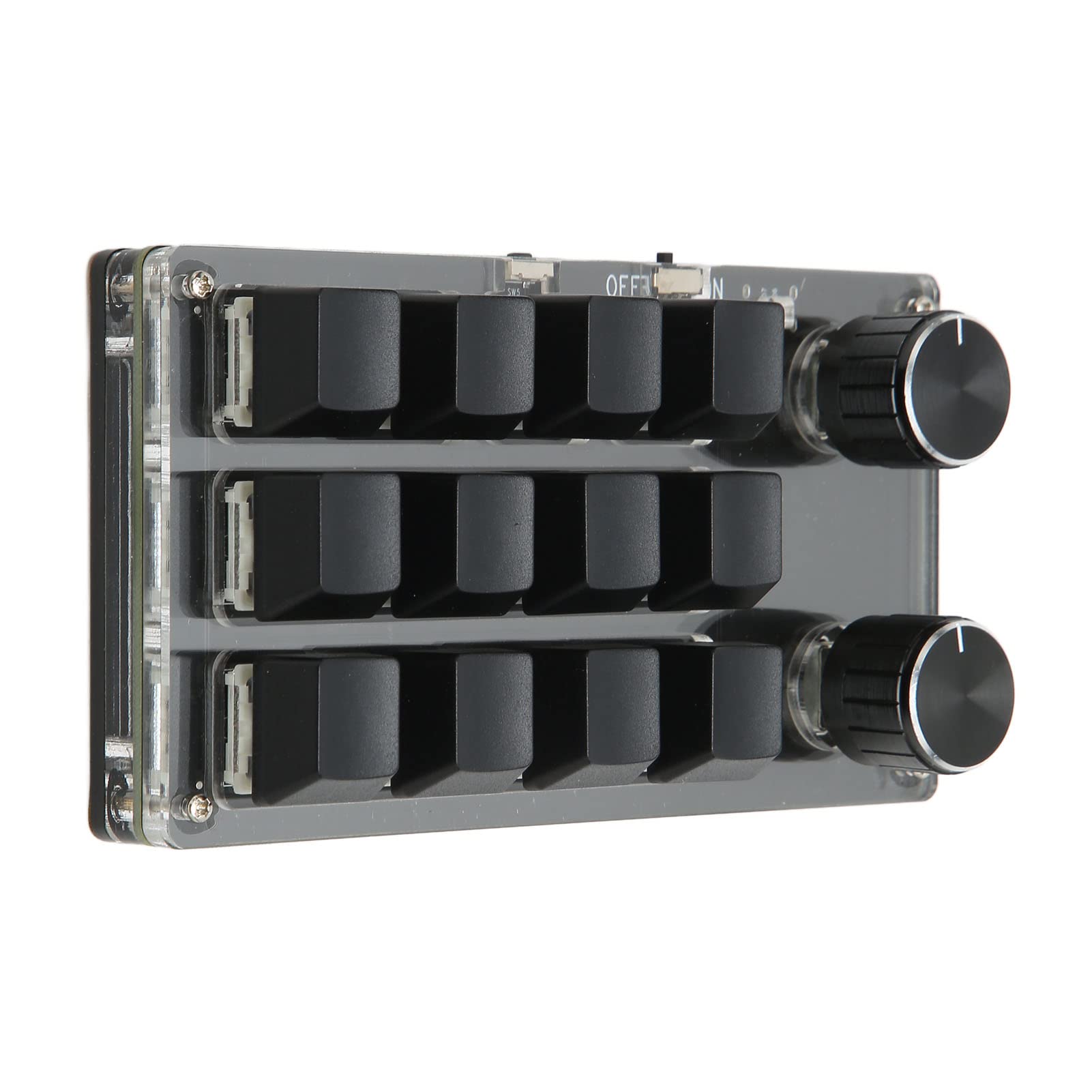 Mini Teclado Programable con 12 Teclas y 2 Perillas para Juegos y Medios Conexión USB BT Compacta (Negra)
