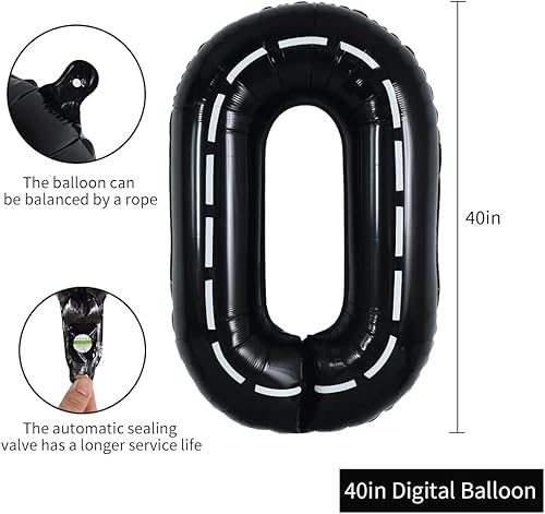 Miniatura 2 de TONIFUL Globos negros de carreras para fiestas de cumpleaños, 40 pulgadas, gigante, papel de aluminio de helio, número 8, 8 globos digitales para