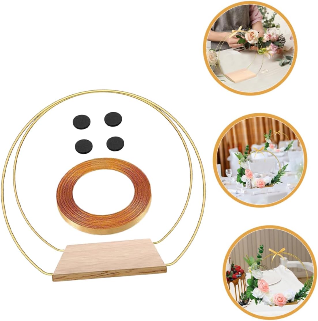GANAZONO 1set Floral Hoop Centerpiece Stand Wreath for Wedding Decor Table Decoration and Floral Arrangements Includes Hoop Ribbon Non- Pads