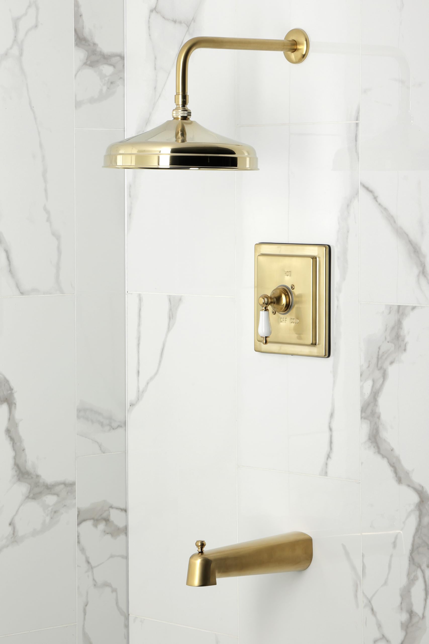 Kingston Brass KB6147PL - Grifo de bañera y ducha equilibrado a presión de un solo mango, latón cepillado