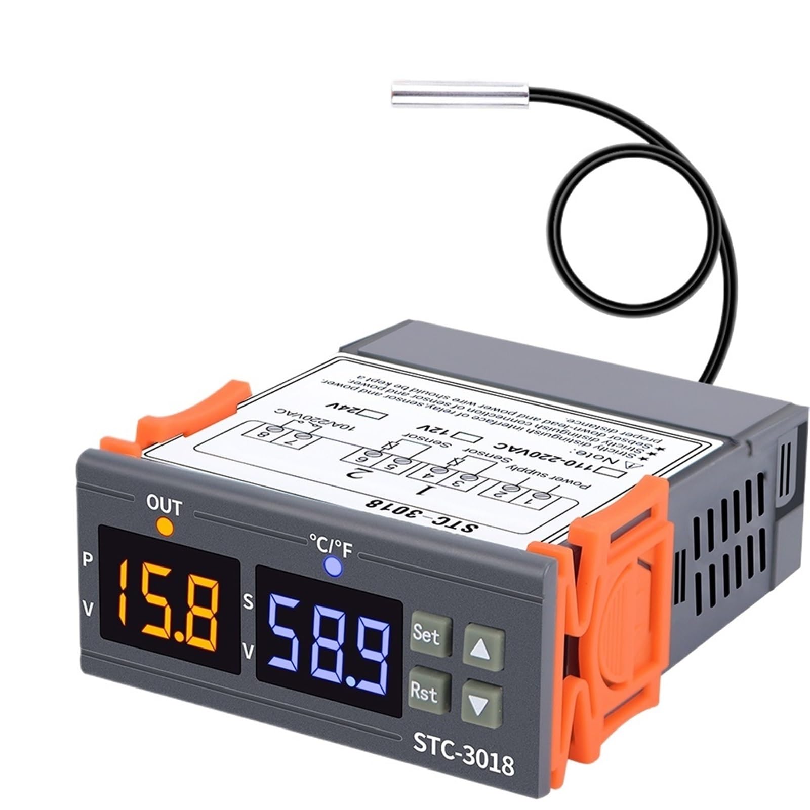 Nxvodcfys 110-220V Stc-3018 Led Digital Temperature Controller Thermostat Thermoregulator Incubator 12V 24V 110~220V Microcomputer Thermometer(110-220V)