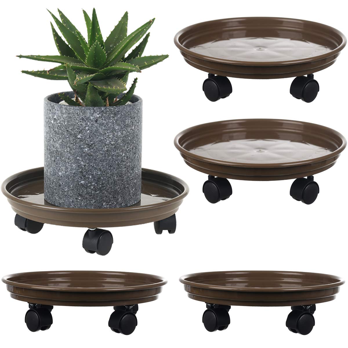 Buy Circloophs 5 Packs Plastic Rolling Plant Caddy with Casters Heavy