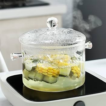 鍋　ガラス Amazon｜ガラス鍋 ガラス 鍋 KCZZ 蓋付き透明キャセロール皿 1.5