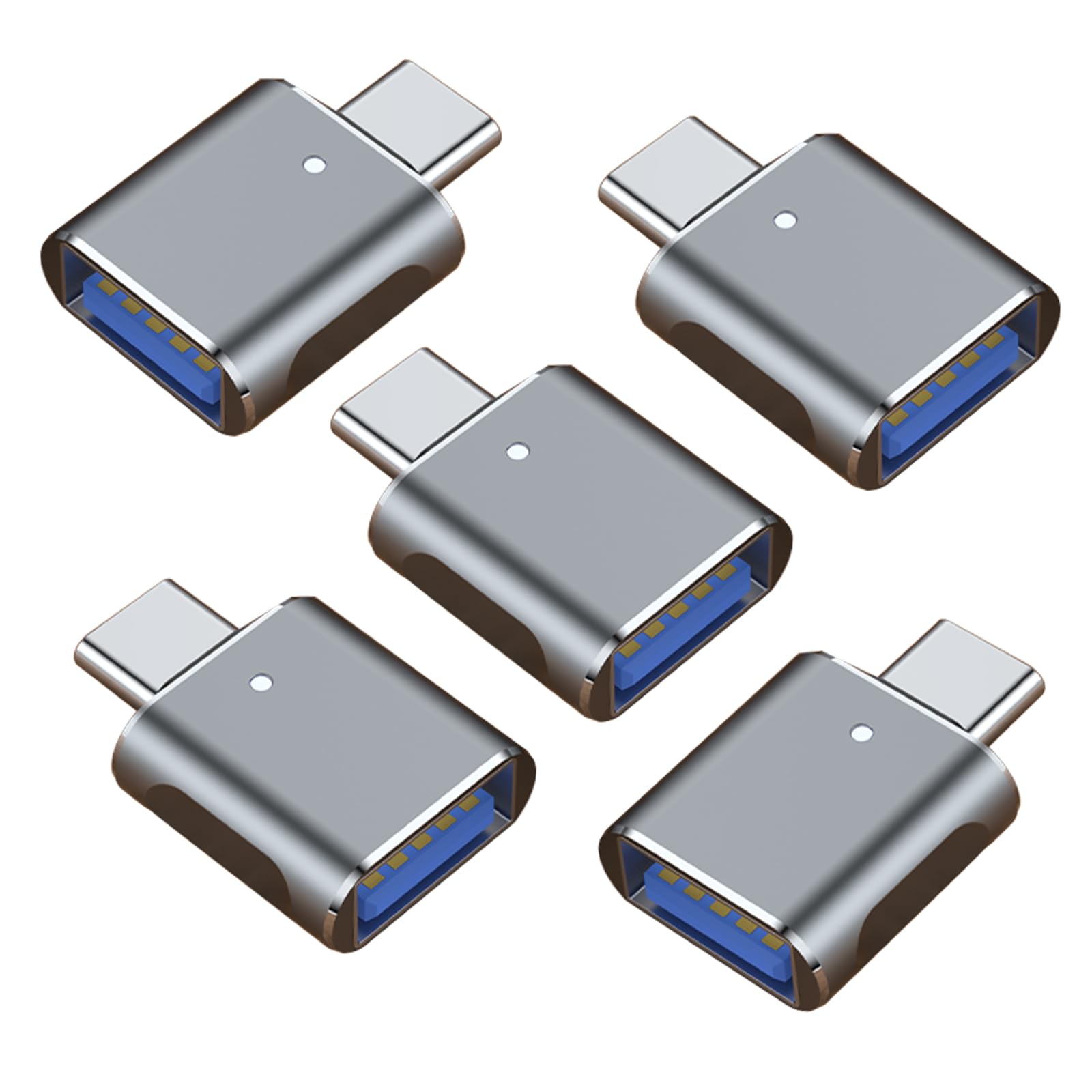 5 Pack Typec/USB c to USB Adapter,OTG Converter with 5/10 Gbps High Speed Data Transfer,USB to USBC Adapter Compatible with Apple iWatch iPhone 16/15,