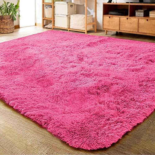 Alfombras ultra suaves para interiores, interiores y suaves Alfombras de sala de estar aptas para niños Dormitorio Decoración para el hogar Alfombras de dormitorio 60 * 120 cm (rosado rojo) Cover