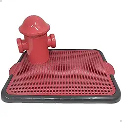 Sanitário Canino com Hidrante – Tapete Higiênico com Poste de Xixi para Cães, Adestramento e Higiene – Cor Vermelha