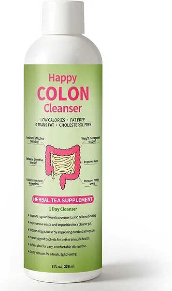 1 Day Happy Colon Cleanser - Gentle Herbal Formula for Digestive Support, Natural Cleanse - 8 fl.oz. (1Pc)