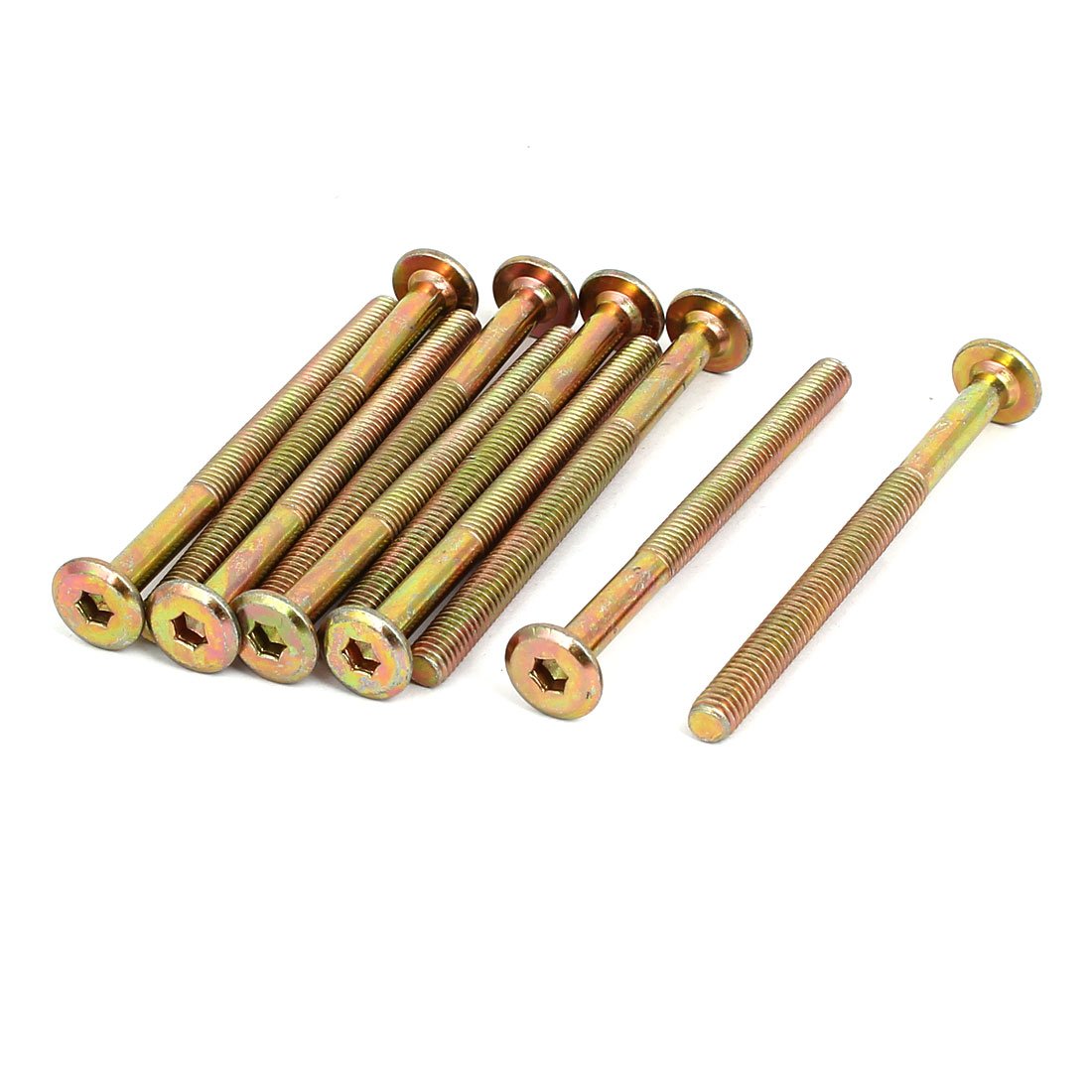 Uxcell Bronze Tone Sourcingmap M6x75mm Flat Hex Socket Head Hexagon Furniture Bolts Connector Fastener 10Pcs