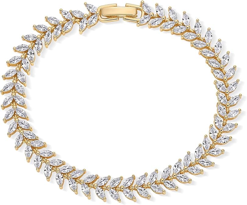 Axylena Tennis Bracelet for Women in 14K Gold Plated Cubic Zirconia, 6.5-7.5 Inch for Small Wrists, Valentine’s Day&Wedding & Birthday Gift for wife,lover,girlfriend,mom,daughter,grandma with Gift Box - image 1