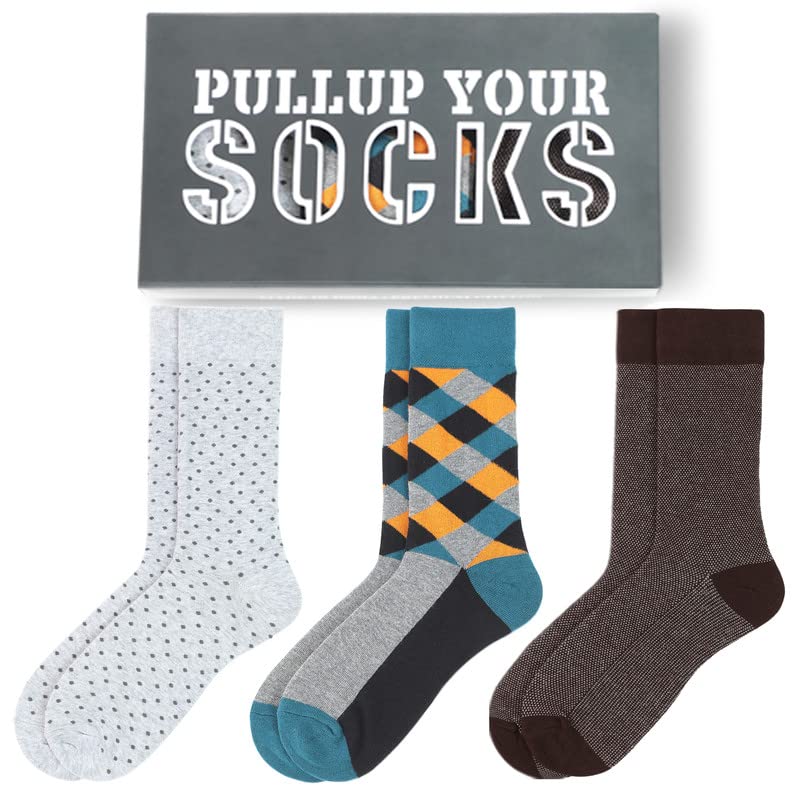 PULLUP YOUR SOCKS Mens Cotton Calf Length Printed Formal Socks