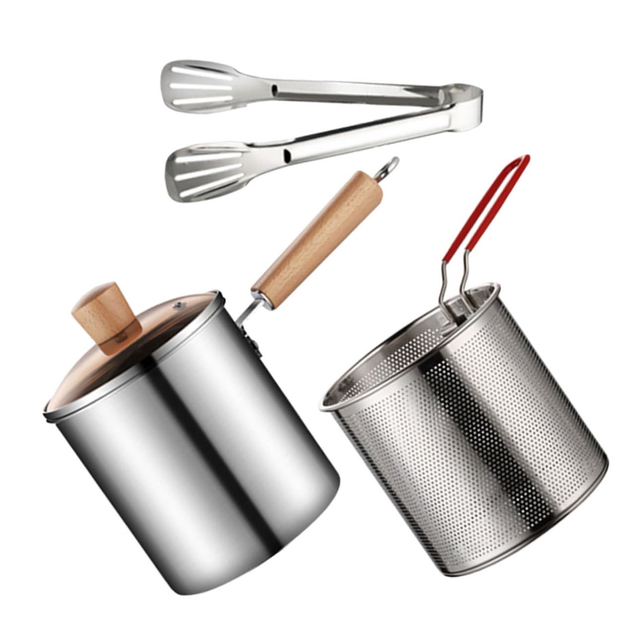 Cabilock Stainless Steel Deep Fryer Basket Fryer Strainer for Pot Metal Fry Basket Frying Pot Family Size