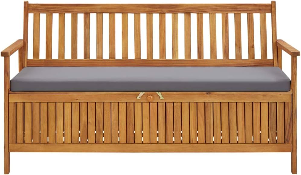 Unfade Memory Outdoor Storage Bench Wooden Patio Benches Seating with Cushions for Porch Deck Garden Backyard (58.3") : Patio, Lawn & Garden