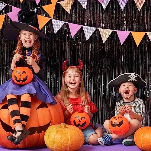 Image of Black Fringe Curtain Party Streamers 2Pack 3.3x8.3 Ft Foil Fringe Backdrop Curtains for Birthday Wedding Bridal Baby Shower Holiday Tinsel Streamers Black Party Decorations Door Streamer