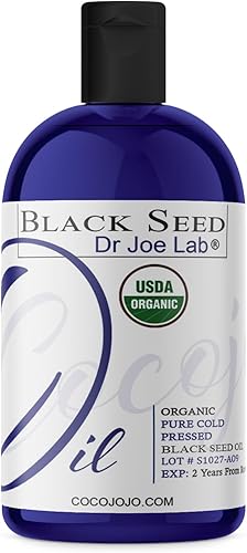 Dr Joe Lab Aceite orgánico de semillas negras de 8 onzas, certificado por USDA, aceite de semilla de comino negro natural puro, sin refinar,