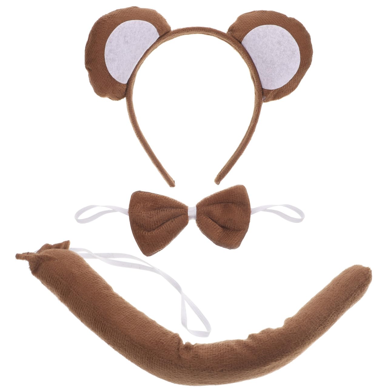 Amosfun 3pcs Kids Monkey Costume Accessory, Including Animal Ear Headband, Bowtie Tail Set, Themed Party Monkey Ears Costume Fancy Dress, Halloween Party Supplies
