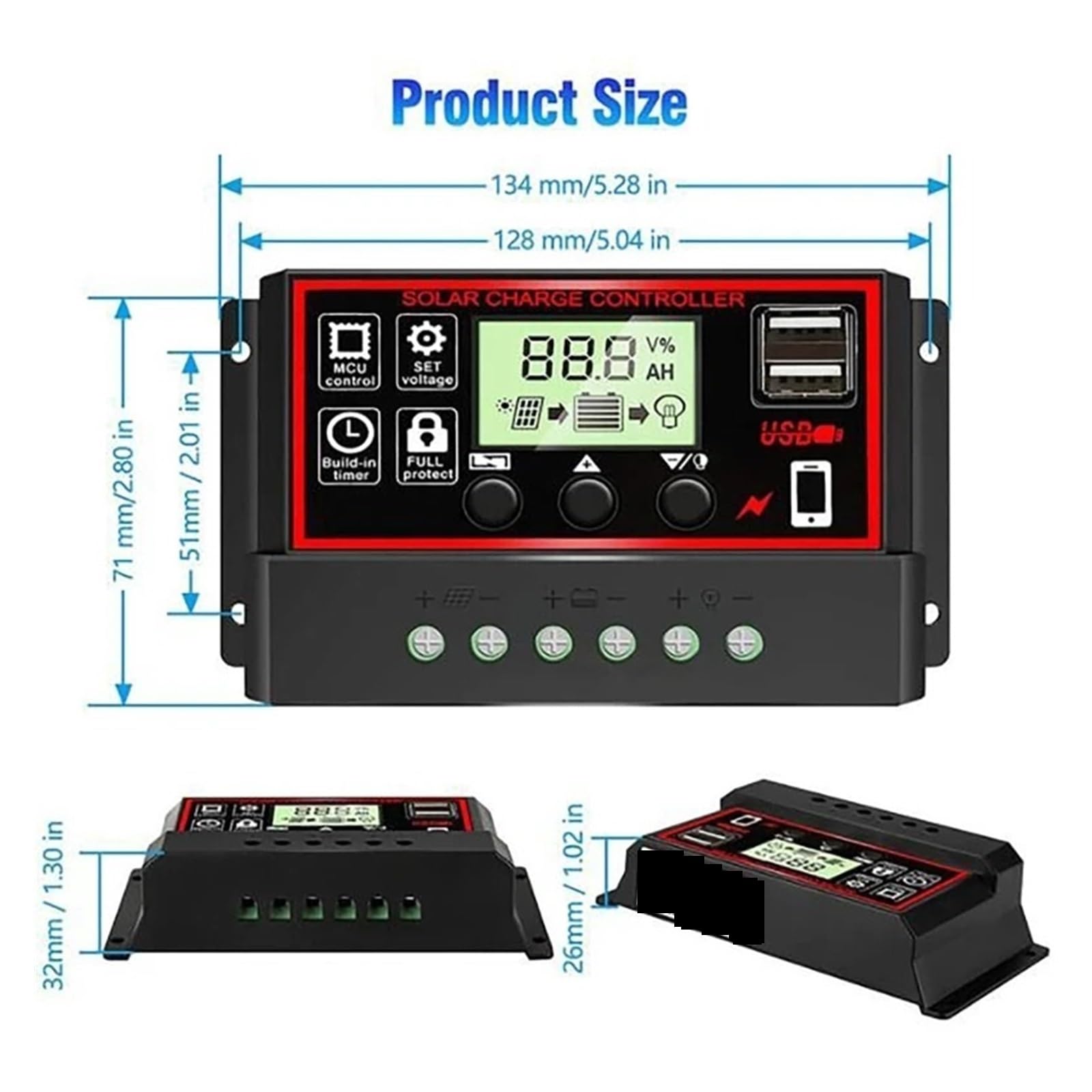 100A 60A Inteligentny regulator ładowania solarnego PWM