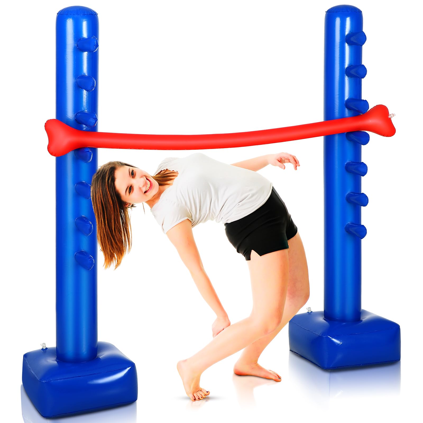 Jenaai Inflatable Limbo Game for Summer Blue Limbo Game for Hawaiian Party Decor Travel Pool Beach Party Picnic Indoor Outdoor Vacations Party Games for Kids Adult