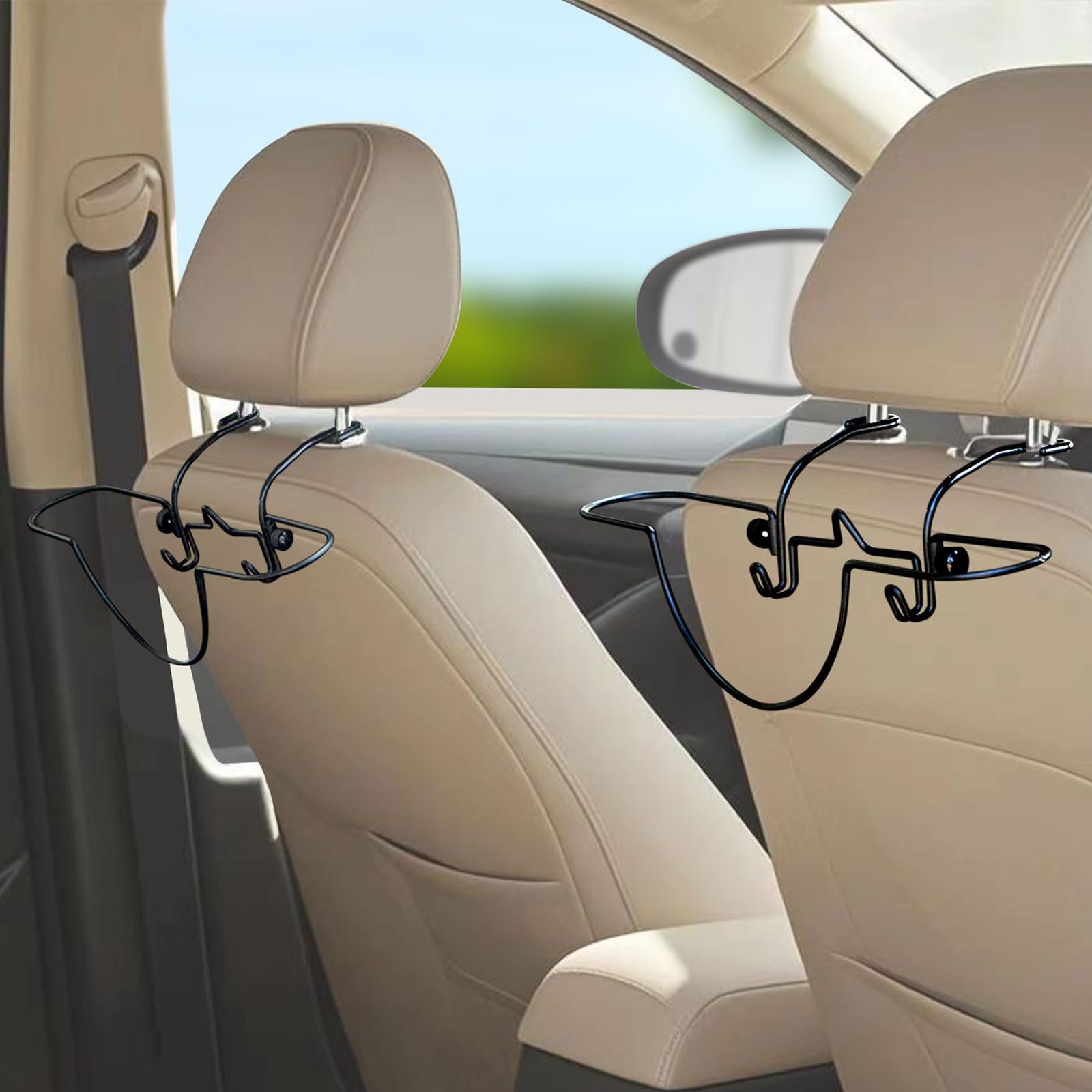 Cowboy Hat Holder Rack for Truck SUV Car 2 Pack Car Back Seat Cowboy Hat Rack, Removable Metal Hard Hat Holder,Purse Hook for Car, Car Headrest Hat Hanger