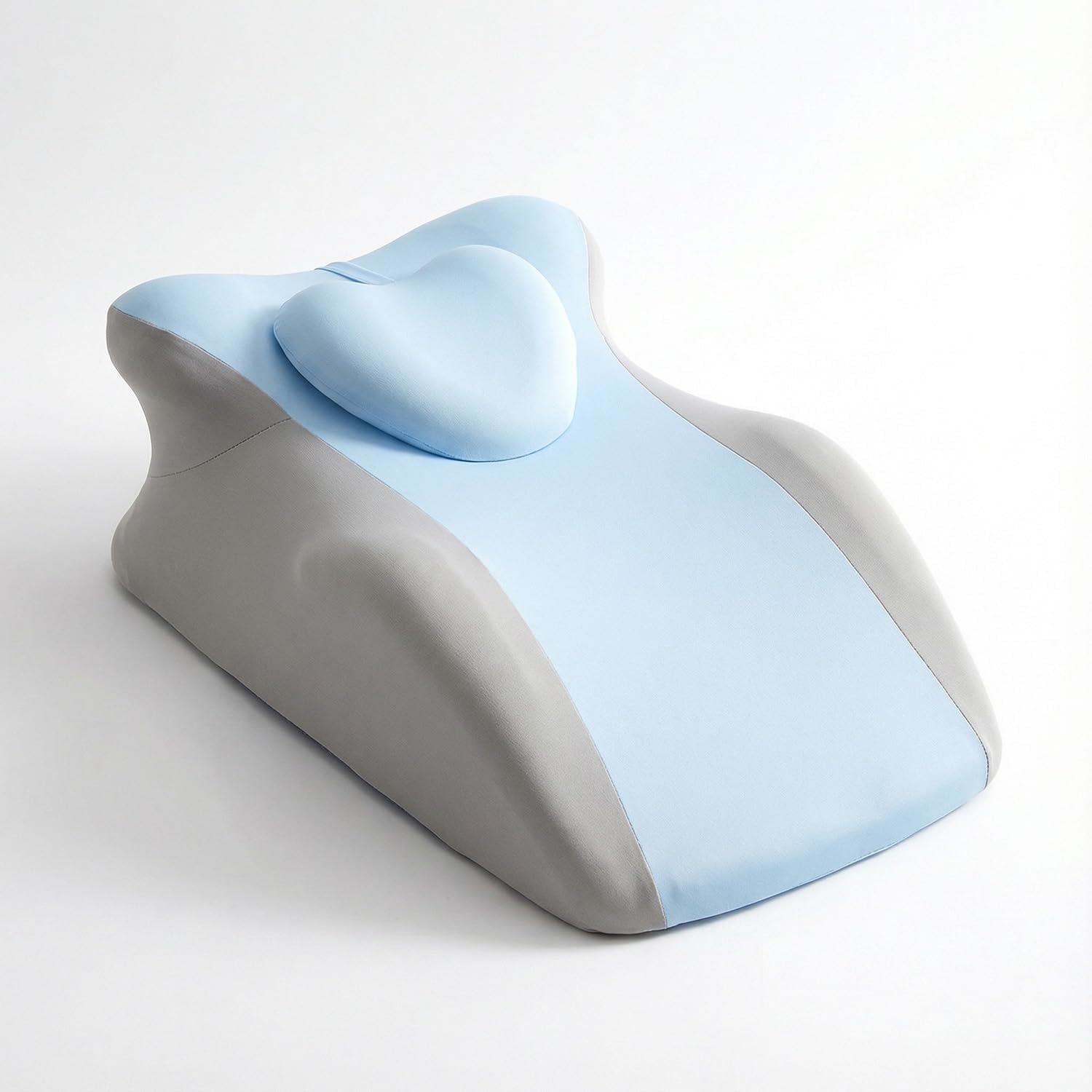 Memory Foam Ergonomic Wedge Pillow, Prone Pillow for Sleeping, Reading Pillow for Bed, Ergonomic Support for Back Pain, Acid Reflux & Sitting Up, Ideal for Massage, with Removable Cover (Bule&Gray)