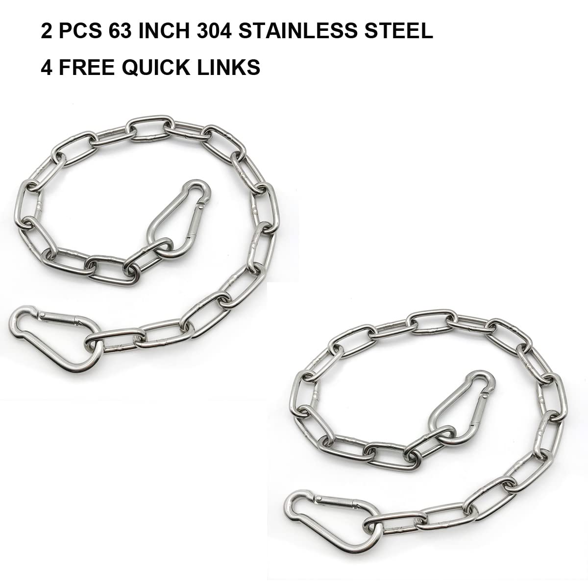 Cadena de acero inoxidable resistente de 550 libras de capacidad para sacos de boxeo, silla colgante, hamacas, columpio, trapecio, yoga