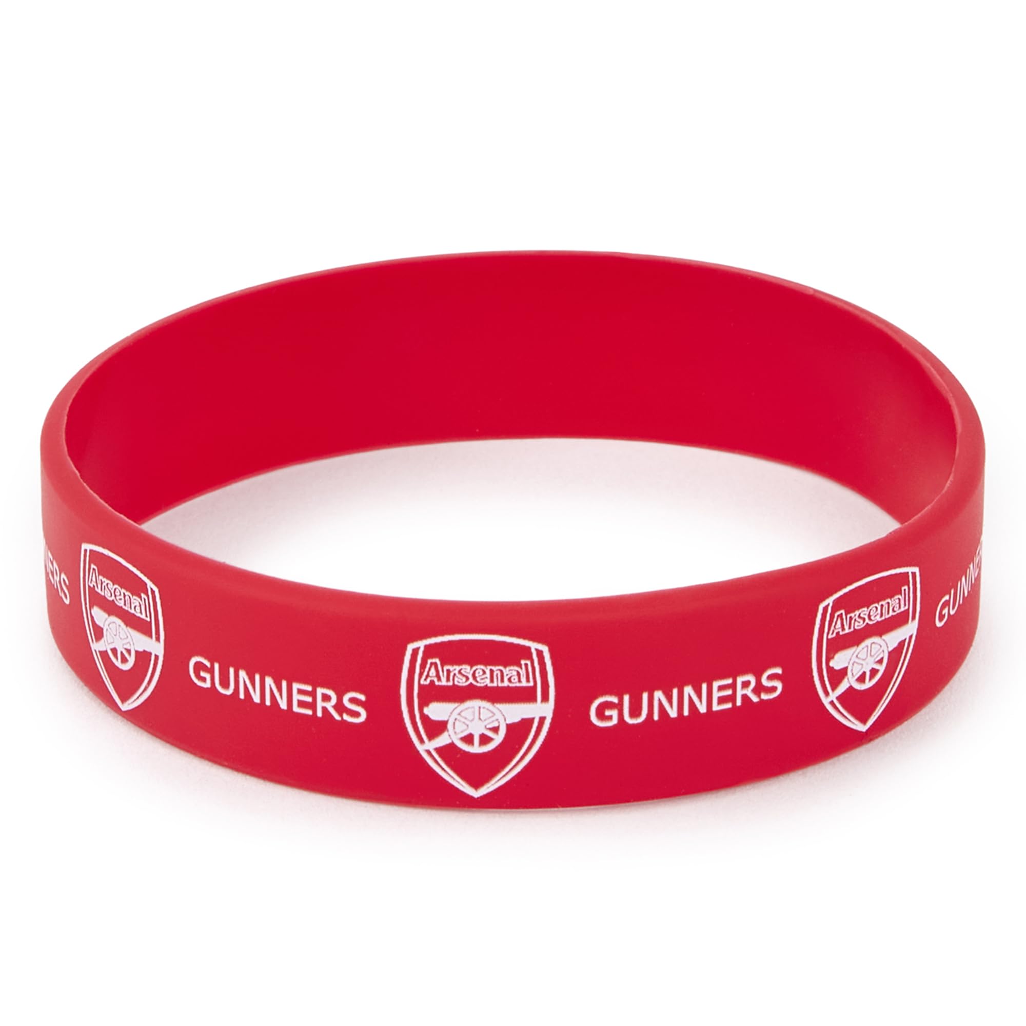Official Arsenal FC Red Silicone Wristband with Club Crest & Gunners Text - Football Merchandise