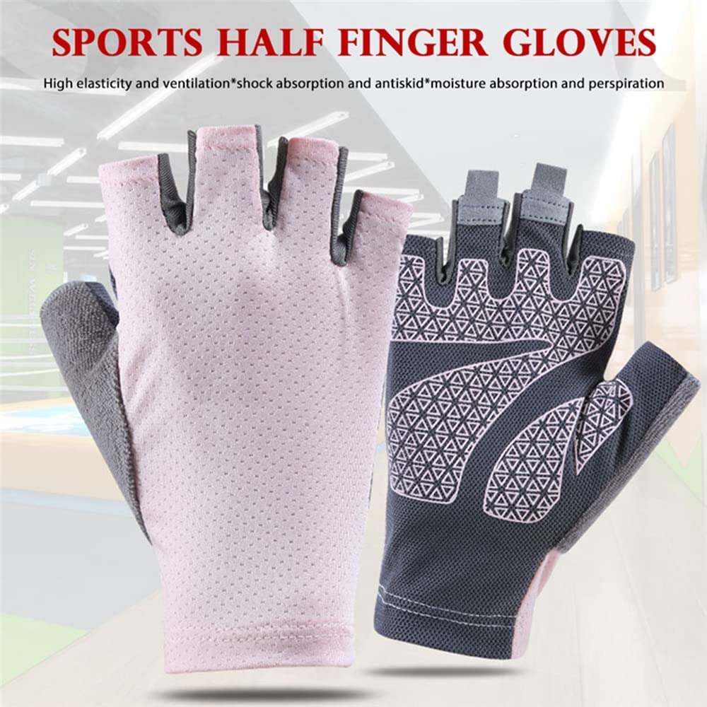 Guantes Deportivos Antideslizantes para Gimnasio, Guantes de Entrenamiento para Levantamiento de Pesas a Prueba de Golpes, Guantes de Ciclismo de Medio Dedo para Hombres y Mujeres Drop (AL)