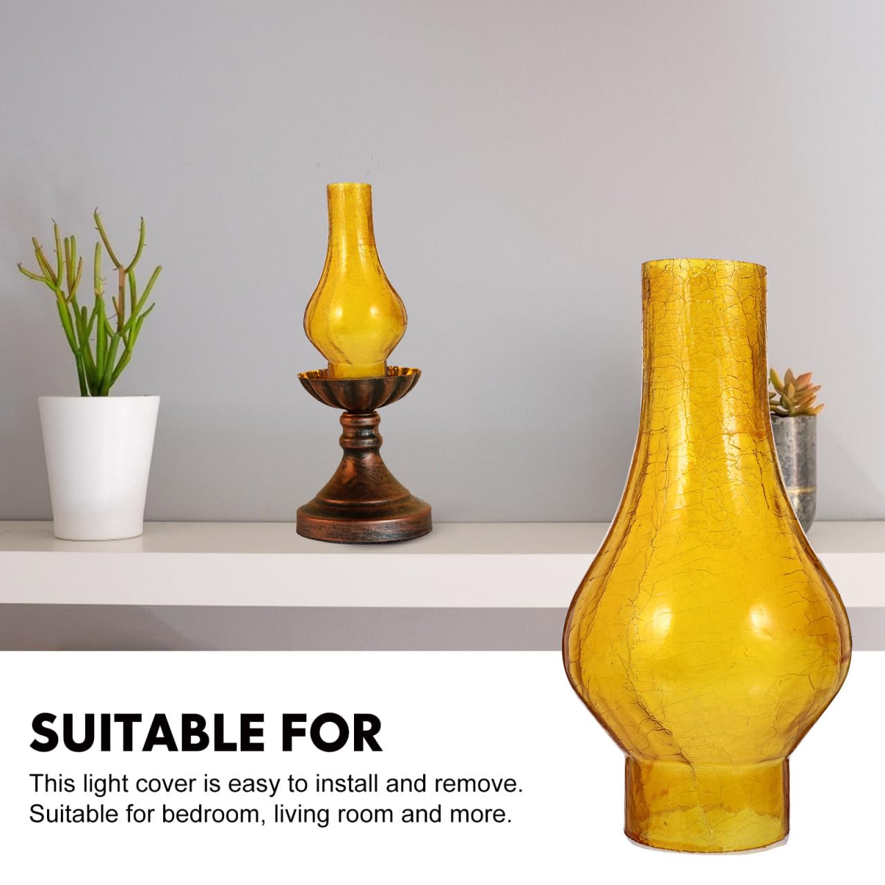 GANAZONO Frosted Glass Oil Lamp Chimney - Windproof, High-Temp Replacement Shade - View #2