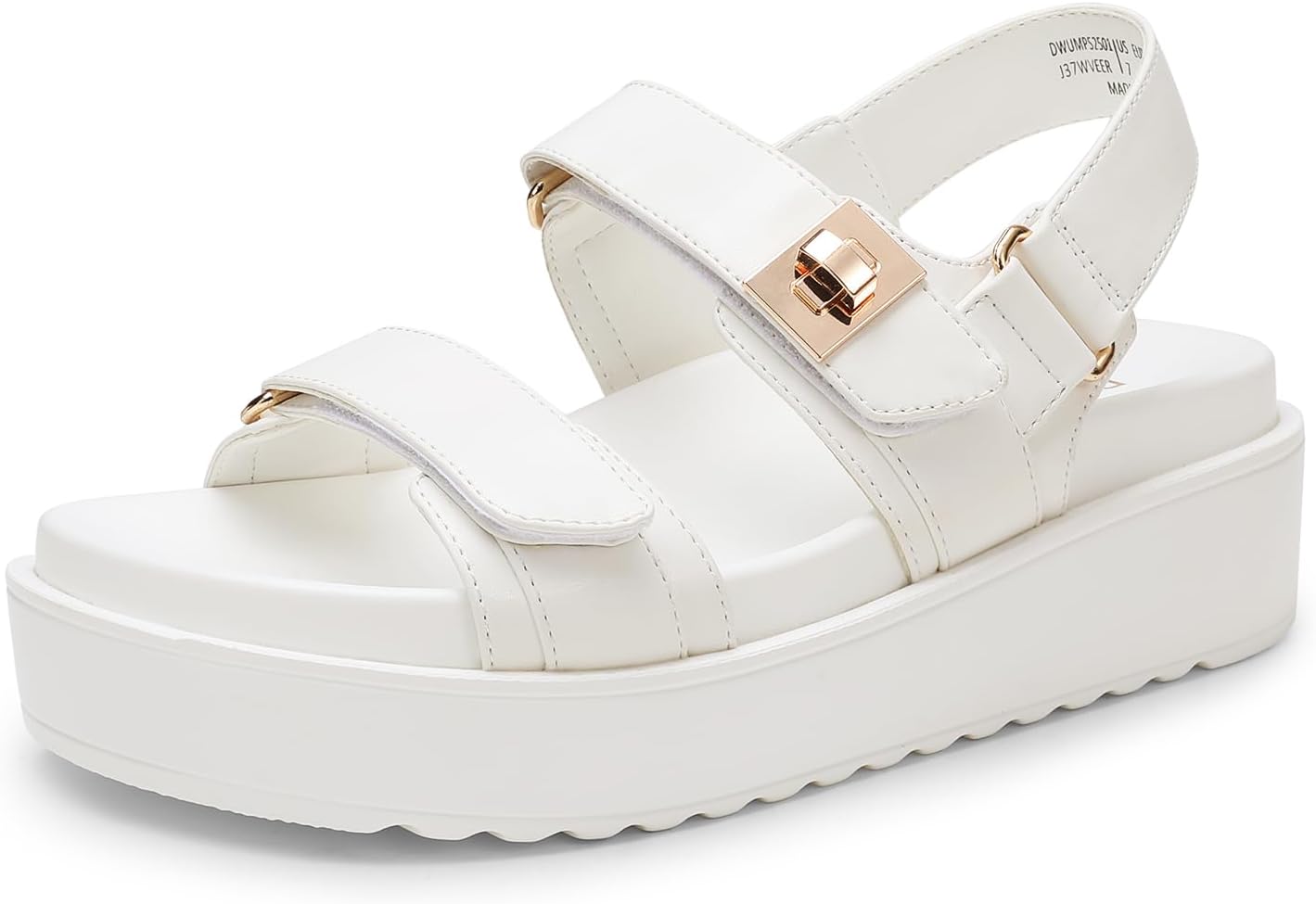 Comfortable low wedge sandals with arch support and adjustable straps.