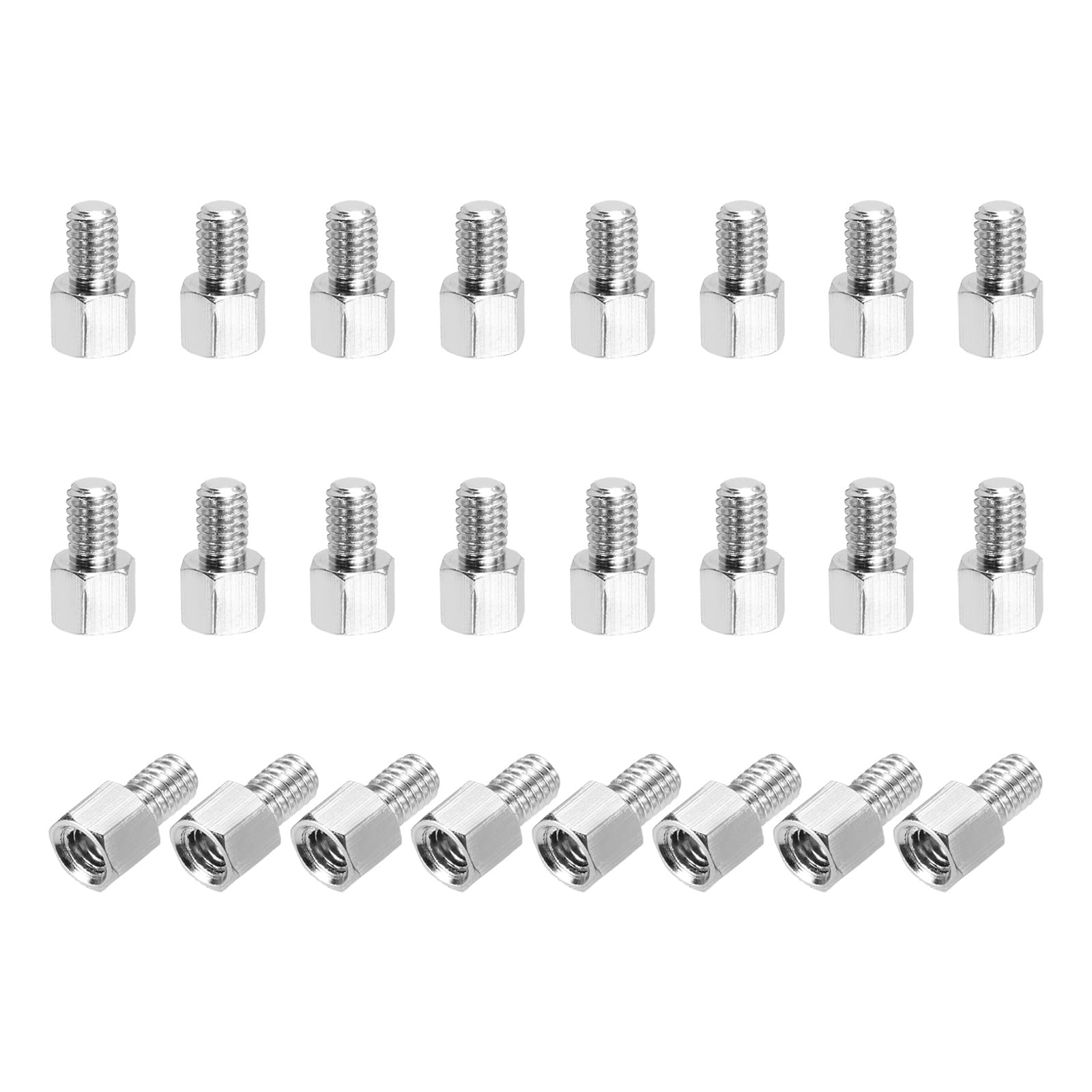 sourcing map Hex Spacer Screws, M4x5mm+6mm Male to Female Thread Brass Nickel Plated Motherboard Standoffs Spacer Pillars for PCB Circuit Boards FPV Quadcopter Drone DIY, Pack of 24