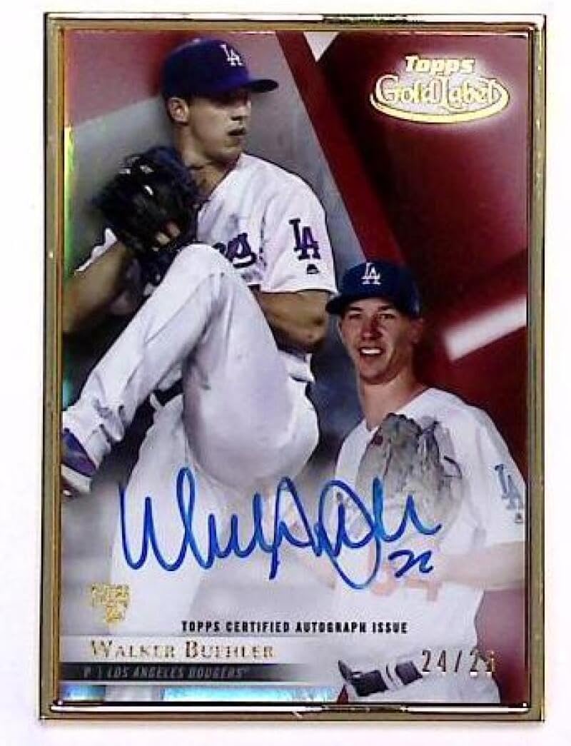 2018 Topps Gold Label Framed Autograph Red #FA-WB Walker Buehler RC AUTO 24/25 Los Angeles Dodgers MLB Baseball Trading Card