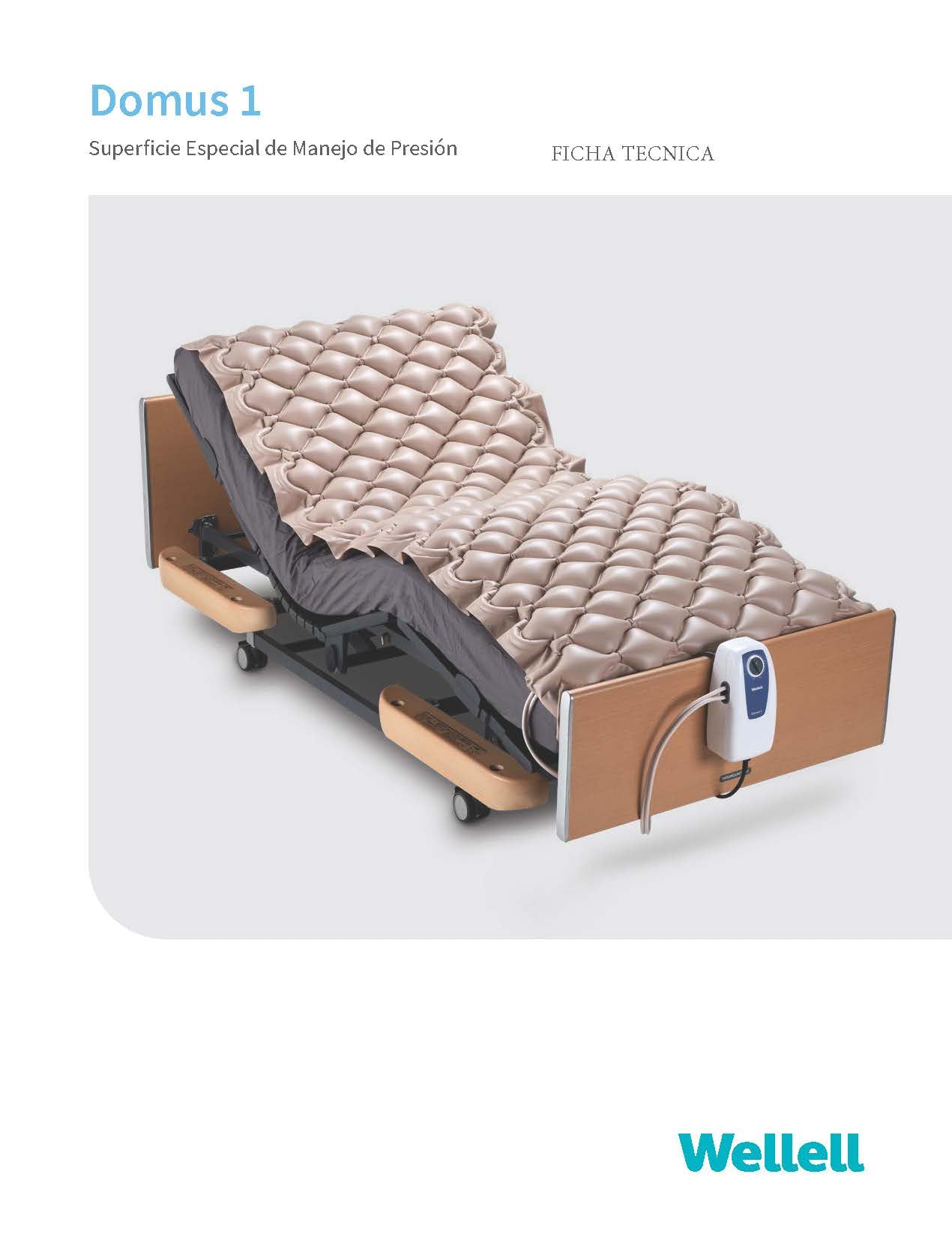 Colchon antiescaras domus 1, colchon alternante para prevención de ulceras por presión, con motor y colchoneta, para escaras de grado I. Medidas 90x200. Peso maximo 100 kg
