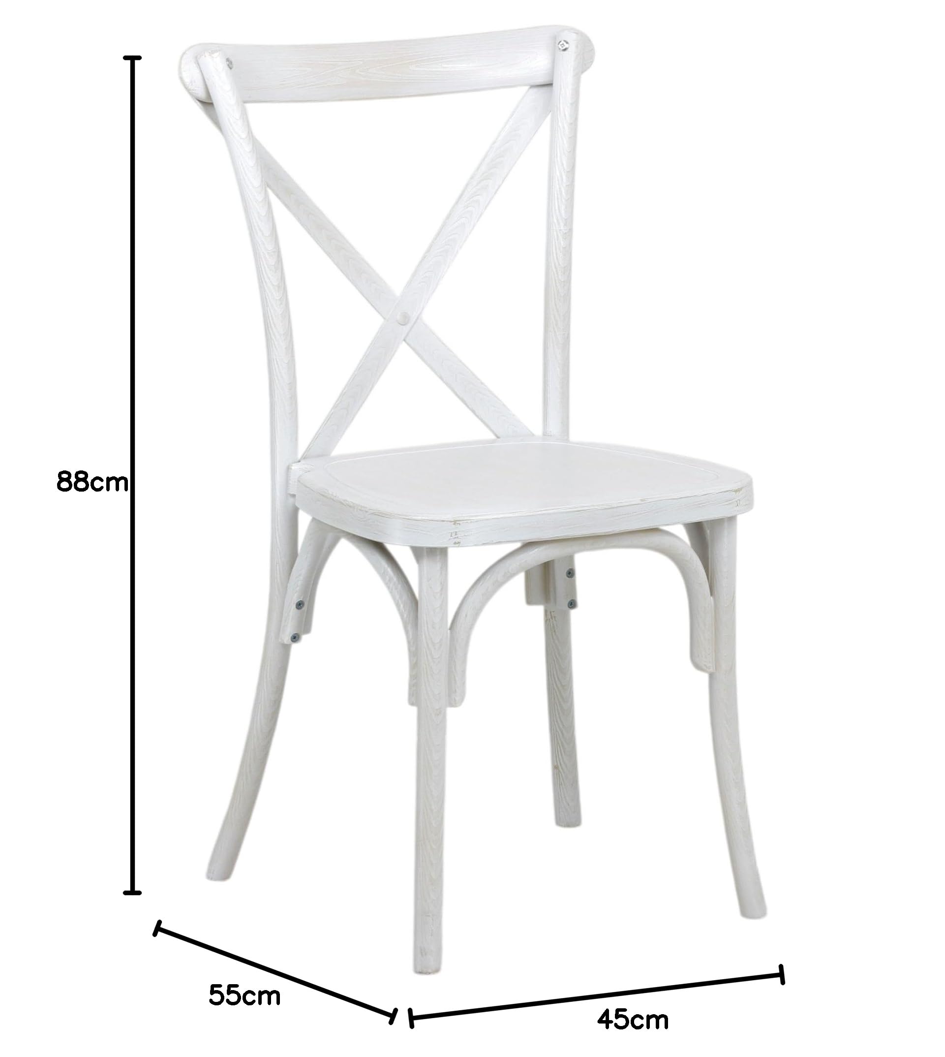 Totò Piccinni Sedia CROSS in POLIPROPILENE in KIT design Vintage EFFETTO LEGNO Croce Impilabile (Bianco Shabby Effetto Legno, 4 Pz)