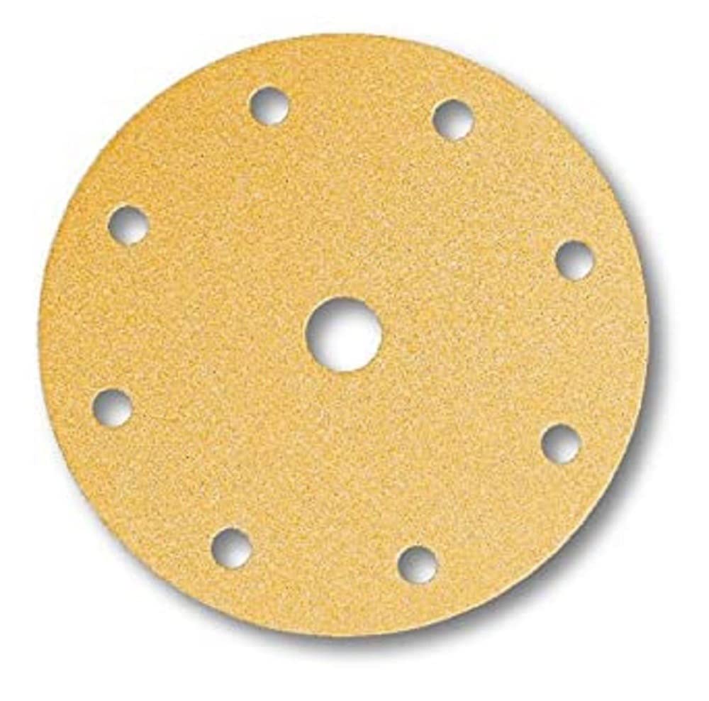 Mirka Gold Universal Sanding Paper Ø 150mm Hook & loop 9-hole, grit P220, 100 pcs/For sanding plaster, filler, chipboard, wood, varnish