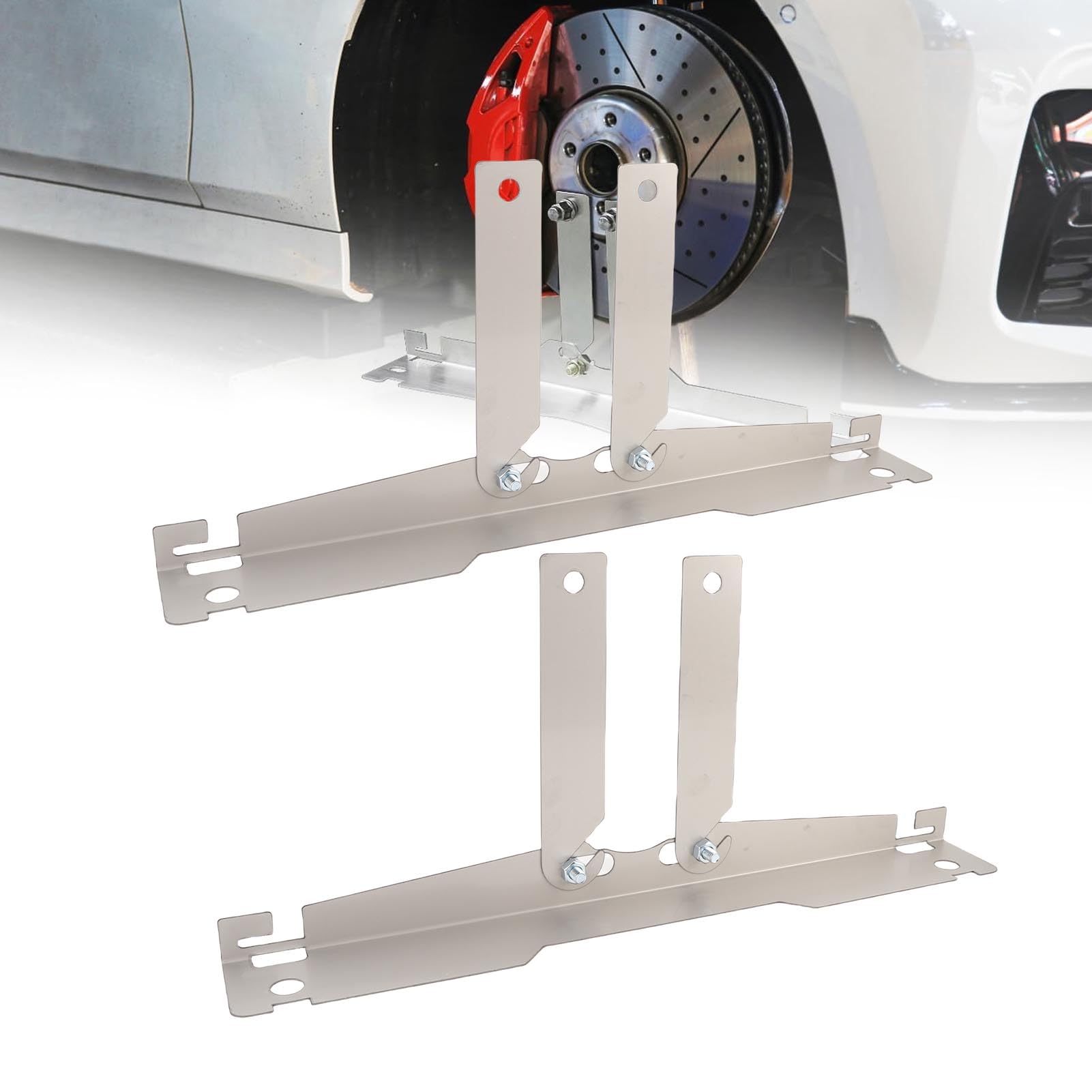 Strumento di Allineamento Ruote, Kit di Strumenti di Allineamento Punta in Acciaio Legato con 2 Piastre 4 Staffe di Estensione 4 Viti Dadi, Strumento di Auto per Uso Fuoristrada