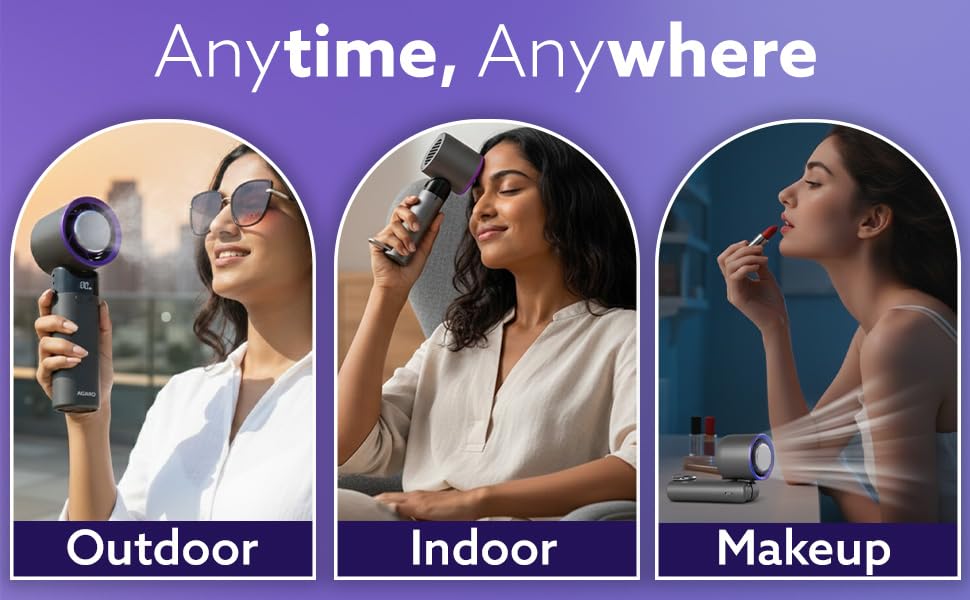 Image of ANANTA Mini Handheld Fan with Ice Touch Technology, 120 Adjustable Speeds, 4000mAh Rechargeable Battery, USB-C Charging, Foldable Portable Fan with Smart Digital Display, Use for Home
