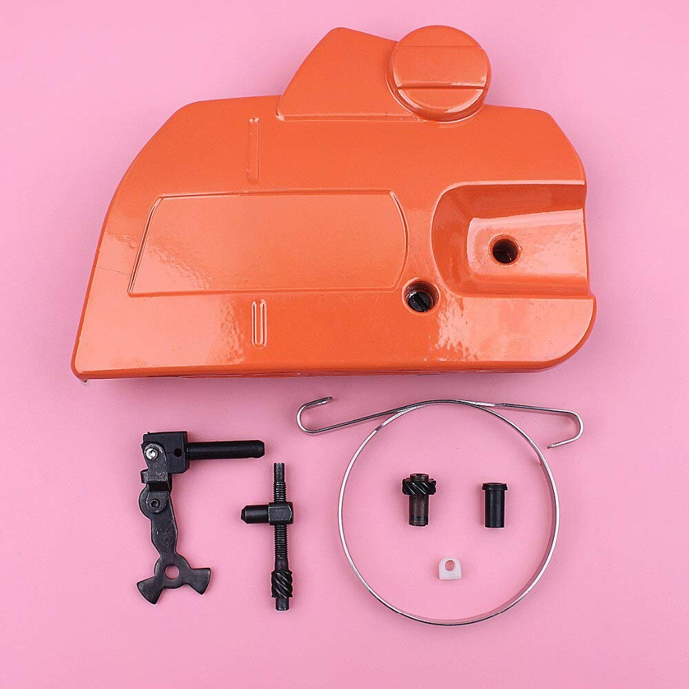 Banda de cubierta de embrague de freno de cadena para compatible con Husqvarna 445, ajustador de articulación de rodilla, Kit de buje de guía tensora, repuesto de repuesto para motosierra