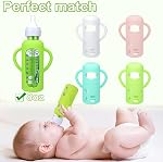 4 Pack Silicone Sleeves for Dr. Brown's Glass Bottles 8OZ Anti Breakage Baby Bottle Holder, Compatible with Dr. Brown's Glass Bottles for Babies (8OZ with Handle)
