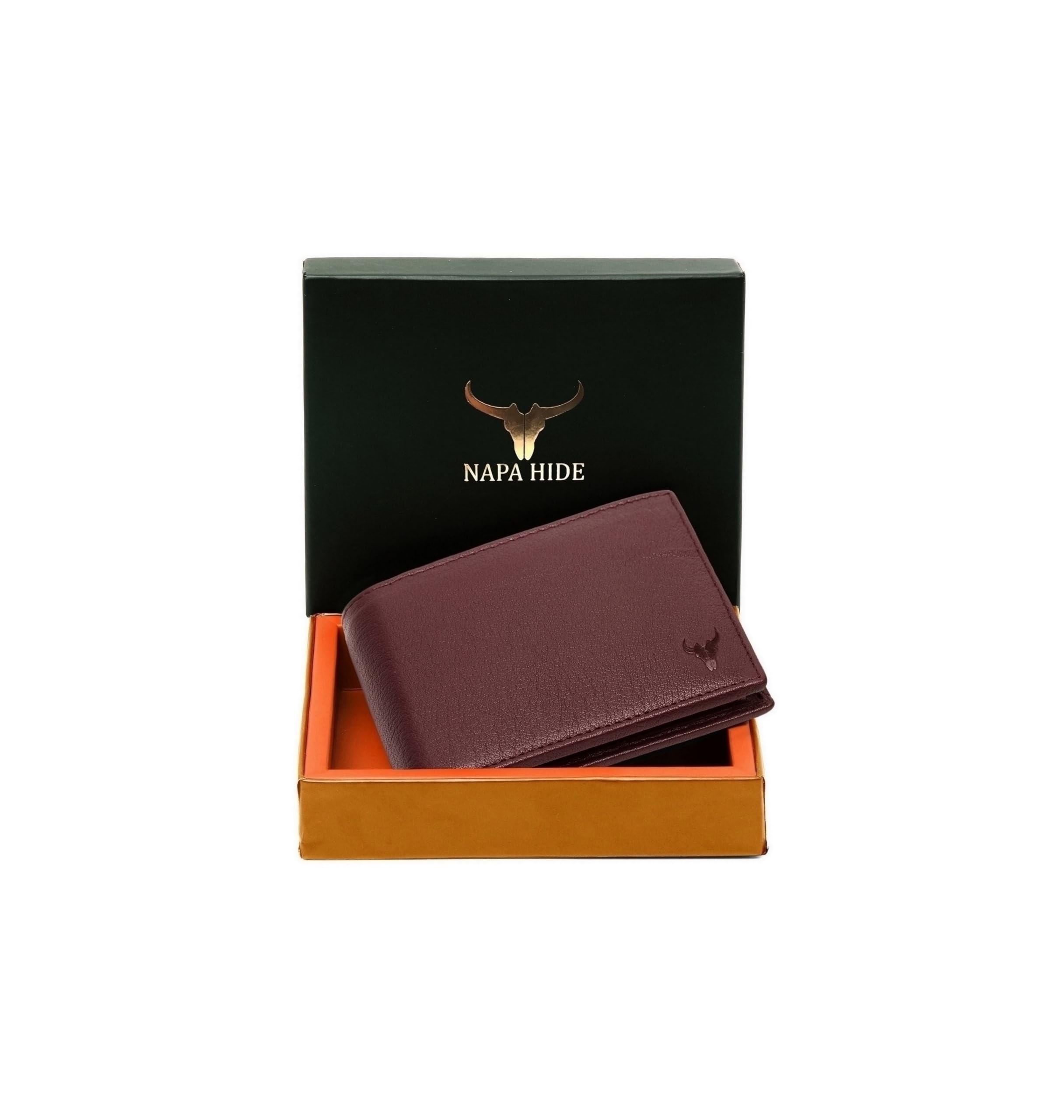 NAPA HIDE Leather Wallet for Men, MAROON, 9 X 11 X 2 Cm, Travel Accessories