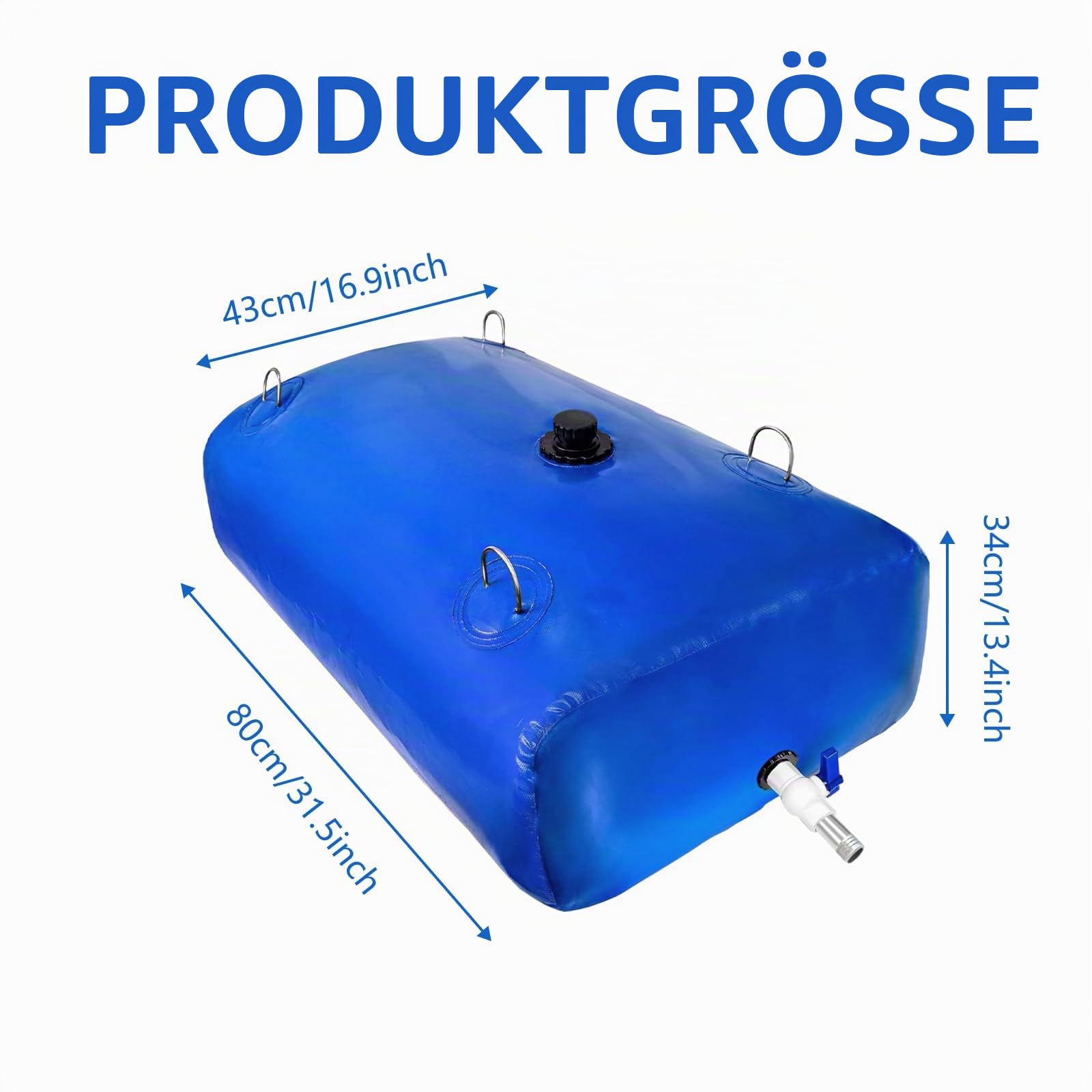 Wasserbehälter 110L, Wasserblasen AufbewahrungsbehäLter, Faltbarer Tragbarer Wassertank, Wassertank Notfallbehälter, Outdoor-Wassersack mit Ventilen, für Notwasser Garten Bewässerung